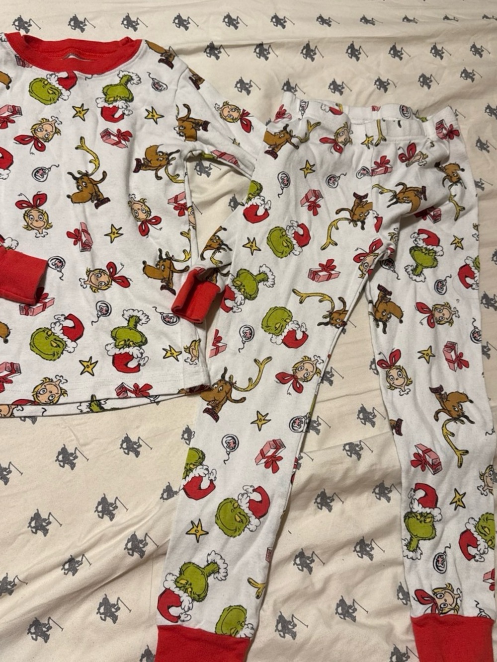 Carter's Kids Grinch Holiday Pajama Set - White & Red Trim